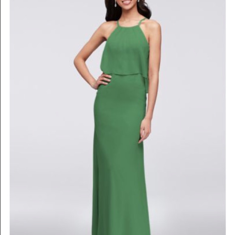 Flounced Crinkle Chiffon Halter Dress